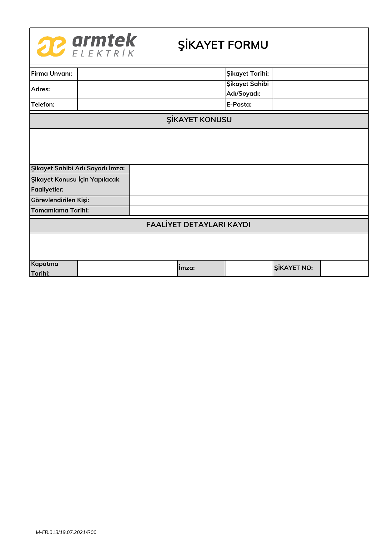 Complaint Form