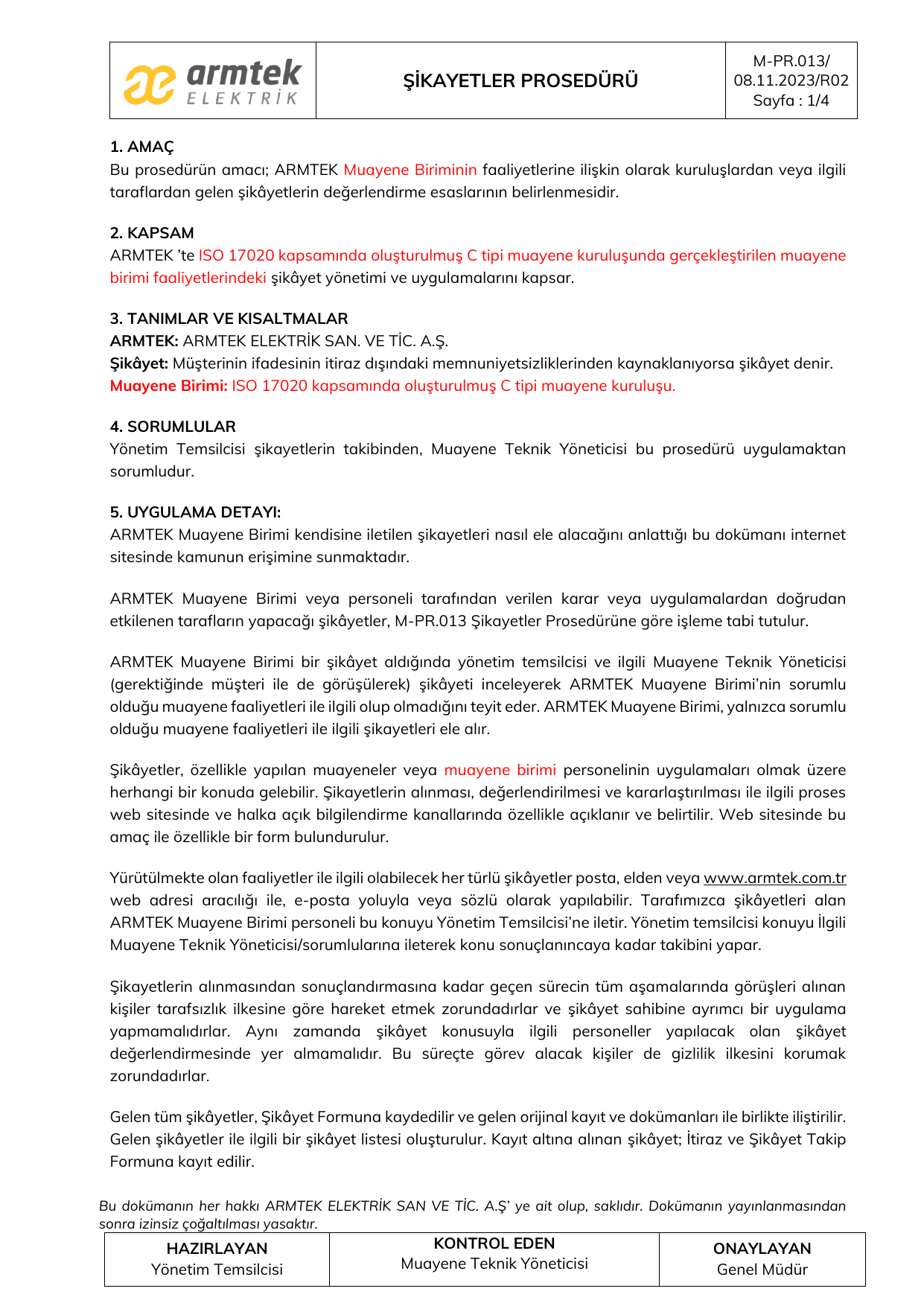 Complaints & Objections Procedure