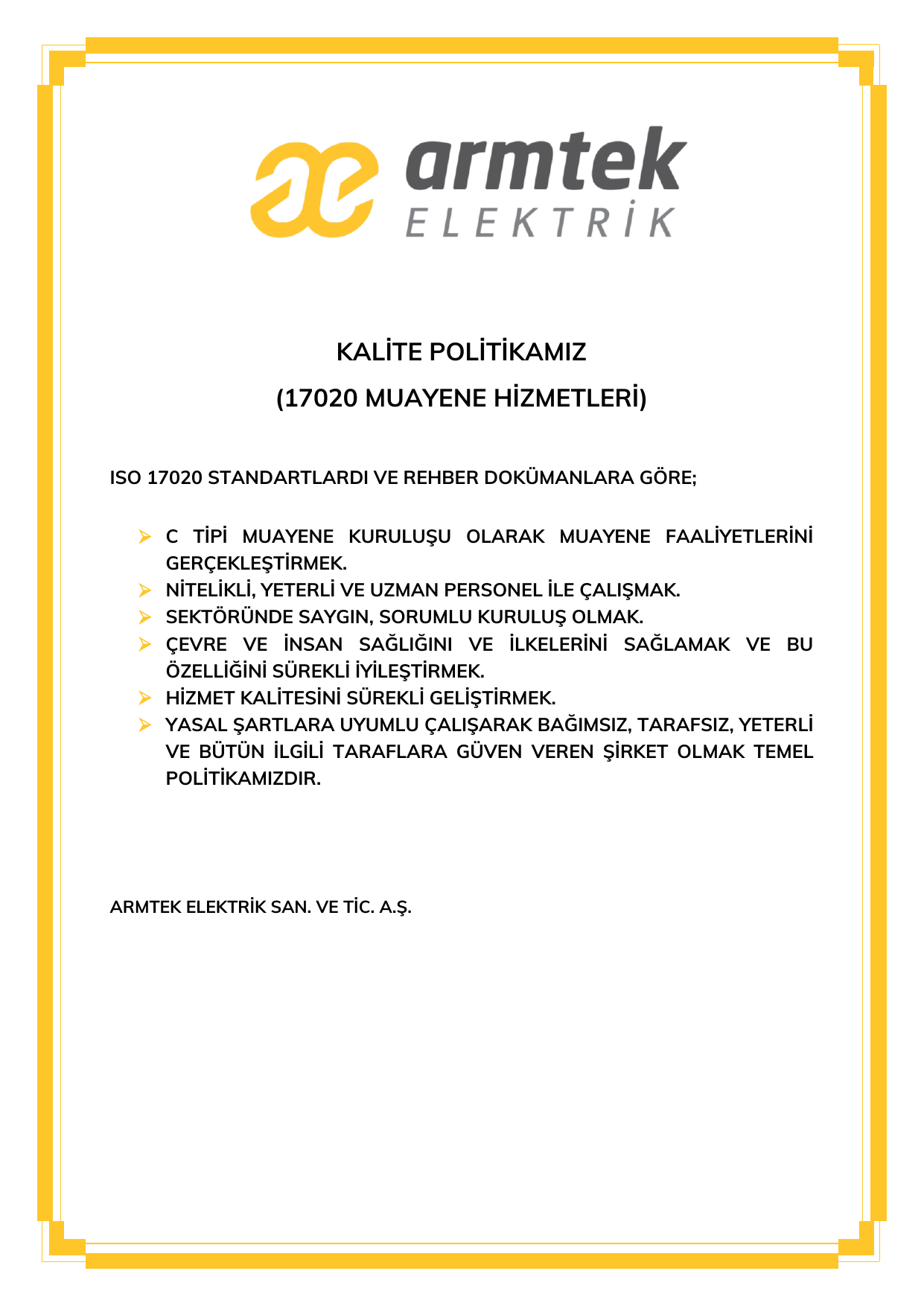 ISO/IEC 17020 Policy